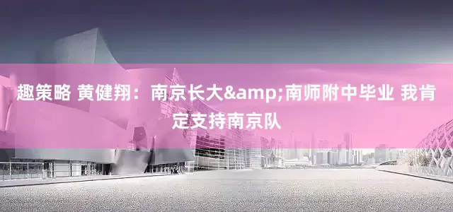 趣策略 黄健翔：南京长大&南师附中毕业 我肯定支持南京队