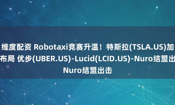 维度配资 Robotaxi竞赛升温！特斯拉(TSLA.US)加速布局 优步(UBER.US)-Lucid(LCID.US)-Nuro结盟出击