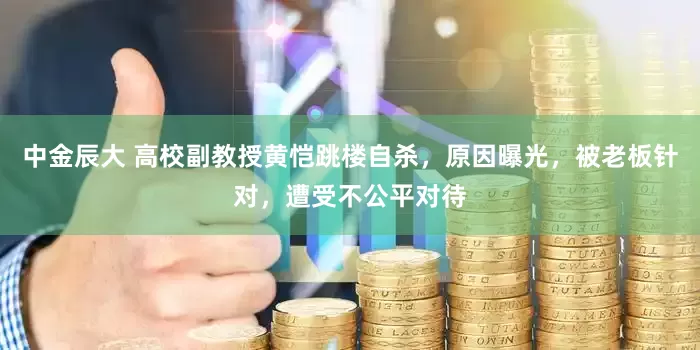 中金辰大 高校副教授黄恺跳楼自杀，原因曝光，被老板针对，遭受不公平对待